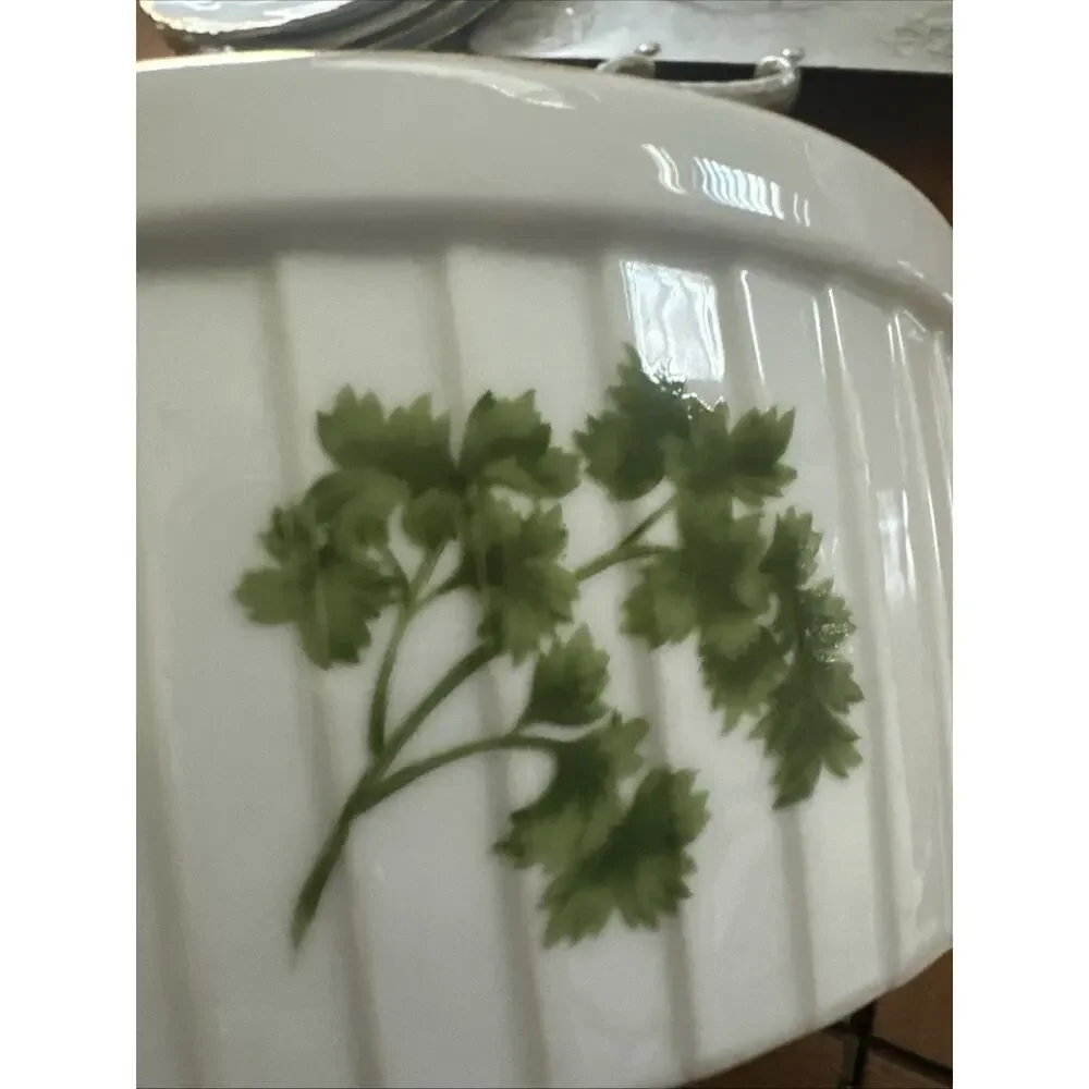 Vintage Andrea by Sadek Ceramic Parsley 7” Souffle Oven to Table Cookware‎